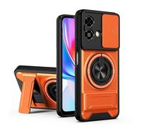 Dedux Coque pour ZTE Blade A35E 4G, Coque avec Fenêtre Coulissante et Support Anneau 360°, Étui de PC Dur et TPU Silicone Housse. Orange