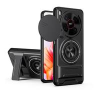 Dedux Coque pour ZTE Blade V70 Max, Coque avec Fenêtre Coulissante et Support Anneau 360°, Étui de PC Dur et TPU Silicone Housse. Noir