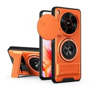 Dedux Coque pour ZTE Blade V70 Max, Coque avec Fenêtre Coulissante et Support Anneau 360°, Étui de PC Dur et TPU Silicone Housse. Orange