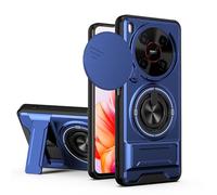 Dedux Coque pour ZTE Blade V70 Max, Coque avec Fenêtre Coulissante et Support Anneau 360°, Étui de PC Dur et TPU Silicone Housse. Bleu