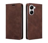 Dedux Etui Coque pour Xiaomi Poco X7 Pro 5G, Housse en Cuir avec Magnetique Etui RFID Blocage Protection Pochette Porte Cartes Portefeuille Mince Wallet Case. Marron foncé