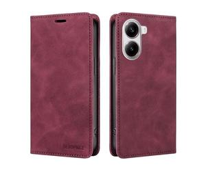 Dedux Etui Coque pour Xiaomi Poco X7 Pro 5G, Housse en Cuir avec Magnetique Etui RFID Blocage Protection Pochette Porte Cartes Portefeuille Mince Wallet Case. Rouge