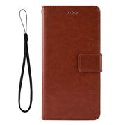 Dedux Rétro Coque Compatible avec Motorola One Hyper Cover, Etui Portefeuille en Cuir Fermeture Magnétique Porte Folio Folio pour Cartes, Marron avec Lanière