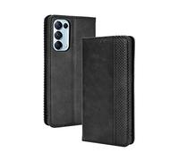 Dedux Rétro Coque Compatible avec Oppo Find X3 Lite Cover, Etui Portefeuille en Cuir Fermeture Magnétique Porte Folio Folio pour Cartes, Noir