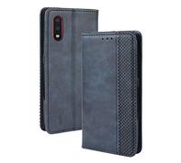 Dedux Rétro Coque Compatible avec Xiaomi Redmi 9AT/Redmi 9A Cover, Etui Portefeuille en Cuir Fermeture Magnétique Porte Folio Folio pour Cartes, Bleu