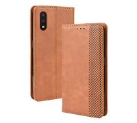 Dedux Rétro Coque Compatible avec Xiaomi Redmi 9AT/Redmi 9A Cover, Etui Portefeuille en Cuir Fermeture Magnétique Porte Folio Folio pour Cartes, Marron
