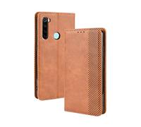 Dedux Rétro Coque Compatible avec Xiaomi Redmi Note 8T Cover, Etui Portefeuille en Cuir Fermeture Magnétique Porte Folio Folio pour Cartes, Marron