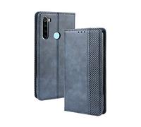 Dedux Rétro Coque Compatible avec Xiaomi Redmi Note 8T Cover, Etui Portefeuille en Cuir Fermeture Magnétique Porte Folio Folio pour Cartes, Bleu