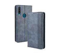 Dedux Rétro Coque pour Alcatel 3X (2019), Etui Portefeuille en Cuir Fermeture Magnétique Porte Folio pour Cartes. Bleu