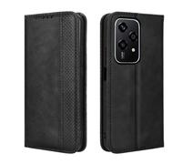 Dedux Rétro Coque pour Honor 200 Lite, Etui Portefeuille en Cuir Fermeture Magnétique Porte Folio pour Cartes. Noir