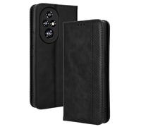 Dedux Rétro Coque pour Honor 200 Pro 5G, Etui Portefeuille en Cuir Fermeture Magnétique Porte Folio pour Cartes. Noir