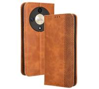 Dedux Rétro Coque pour Honor Magic 6 Lite 5G (Magic6 Lite) / X9b, Etui Portefeuille en Cuir Fermeture Magnétique Porte Folio pour Cartes. Marron