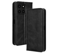 Dedux Rétro Coque pour Honor X6a, Etui Portefeuille en Cuir Fermeture Magnétique Porte Folio pour Cartes. Noir