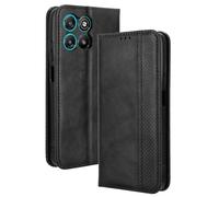 Dedux Rétro Coque pour Motorola Moro G67 Power / G57 Power, Etui Portefeuille en Cuir Fermeture Magnétique Porte Folio pour Cartes. Noir