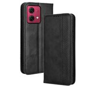 Dedux Rétro Coque pour Motorola Moto G84 5G, Etui Portefeuille en Cuir Fermeture Magnétique Porte Folio pour Cartes. Noir