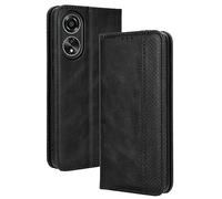 Dedux Rétro Coque pour Oppo A58 4G, Etui Portefeuille en Cuir Fermeture Magnétique Porte Folio pour Cartes. Noir