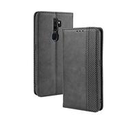 Dedux Rétro Coque pour Oppo A9 2020, Etui Portefeuille en Cuir Fermeture Magnétique Porte Folio pour Cartes. Noir