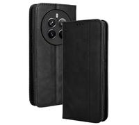 Dedux Rétro Coque pour Realme 12 Pro Plus 5G / Realme 12 Pro+ 5G, Etui Portefeuille en Cuir Fermeture Magnétique Porte Folio pour Cartes. Noir