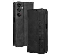 Dedux Rétro Coque pour Samsung Galaxy A25 5G, Etui Portefeuille en Cuir Fermeture Magnétique Porte Folio pour Cartes. Noir
