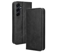 Dedux Rétro Coque pour Samsung Galaxy A55 5G, Etui Portefeuille en Cuir Fermeture Magnétique Porte Folio pour Cartes. Noir