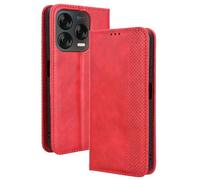 Dedux Rétro Coque pour ZTE Blade V70 Vita, Etui Portefeuille en Cuir Fermeture Magnétique Porte Folio pour Cartes. Rouge
