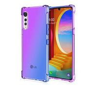 Dedux Souple Coque pour LG Velvet 5G, Etui Dégradé de Couleur Transparent TPU, [Renfort d'angle ] Transparente Protection Antichoc Housse (Violet/Bleu)