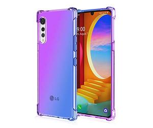 Dedux Souple Coque pour LG Velvet 5G, Etui Dégradé de Couleur Transparent TPU, [Renfort d'angle ] Transparente Protection Antichoc Housse (Violet/Bleu)