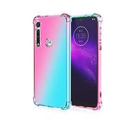 Dedux Souple Coque pour Motorola Moto G8 Plus, Etui Dégradé de Couleur Transparent TPU, [Renfort d'angle ] Transparente Protection Antichoc Housse (Rose/Vert)