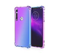 Dedux Souple Coque pour Motorola Moto G8 Plus, Etui Dégradé de Couleur Transparent TPU, [Renfort d'angle ] Transparente Protection Antichoc Housse (Violet/Bleu)