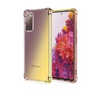 Dedux Souple Coque pour Samsung Galaxy S20 FE, Etui Dégradé de Couleur Transparent TPU, [Renfort d'angle ] Transparente Protection Antichoc Housse (Noir/Blond)