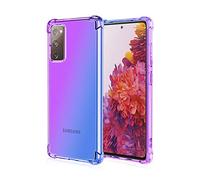 Dedux Souple Coque pour Samsung Galaxy S20 FE, Etui Dégradé de Couleur Transparent TPU, [Renfort d'angle ] Transparente Protection Antichoc Housse (Violet/Bleu)