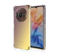 Dedux Souple Coque pour Xiaomi Redmi A3, Etui Dégradé de Couleur Transparent TPU, [Renfort d'angle ] Transparente Protection Antichoc Housse (Noir/Blond)