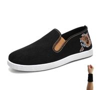 Dee Plus Pantoufles Kung Fu Tai Chi Chaussures Brodées Traditionnelles Chinoises, Semelle en Caoutchouc, Chaussures de Sport d'arts Martiaux pour Hommes et Femmes, Style Vieil Pékin (42,Dragon d'or)