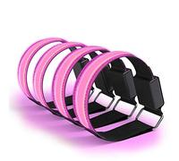 Deeabo Brassard LED, 4pcs Bandes De Bras Lumineux, 3 Modes Déclairage Bracelets De Bande Réfléchissante USB, Réglable Clignotant Sécurité Cheville Brassard Slap pour Le Jogging en Plein Air, Rose