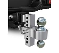 DEEAGLE Attelage de remorque réglable (convient aux récepteurs de 6,3 cm), attelage de remorque en aluminium robuste avec 8 hauts/élévations pour camion (5,7 kg GTW), double boule de 5,1 cm/6,4 cm