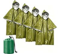 Deecam Lot de 4 ponchos de survie d'urgence, poncho de pluie d'urgence, couverture de sauvetage, sac de couchage d'urgence et couverture chauffante, isolant et imperméable, pour camping, randonnée et