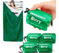 Deecam Sac de bivouac d'urgence 4 pièces, sac de couchage d'urgence, couverture de sauvetage, équipement de survie, protection contre le froid, sac de survie pour la randonnée, les voyages, les