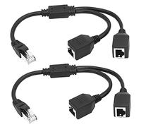Deechate Lot de 2 câbles répartiteurs Ethernet RJ45 1 mâle vers 2 femelles pour Super Cat5, Cat6, LAN Ethernet Network Extension Cable Adapter