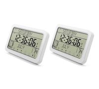 Deechate Lot de 2 horloges murales numériques à piles, horloge de bureau de 20,3 cm avec température, humidité, jour et date