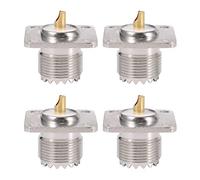Deechate Lot de 4 connecteurs coaxiaux UHF SO-239 Jack carré à souder pour radio Jambon