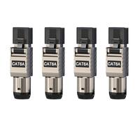 Deechate Lot de 4 connecteurs de câble Ethernet RJ45 Cat6A RJ45 en métal sans outil Prise de terminaison facile 2000 MHz 40 G Câble LAN 22 AWG - 24 AWG