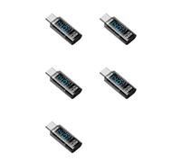 Deechate Lot de 5 adaptateurs USB C avec affichage LED 140 W 40 Gbit/s 8 K USB C Extension PD3.1 Connecteur de type C Noir