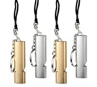 DEEDPF 4 sifflets de Survie avec Porte-clés et Cordon, Alliage d'aluminium à Double Tube à décibels élevés, Sauvetage, Voyage, Sports, Dressage d'animaux de Compagnie