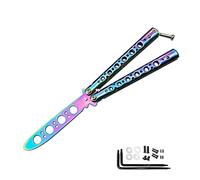 DEEDPF Couteau papillon d'entraînement en argent 100% acier inoxydable, lame émoussée sûre, pour une utilisation pratique.