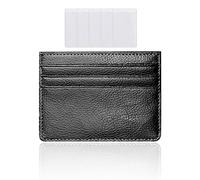 DEEDPF Portefeuille en cuir ultra fin avec blocage RFID, 6 emplacements pour cartes et 1 poche avec 5 porte-cartes transparents mats anti-magnétiques, Noir , Minimaliste