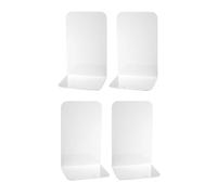 Deefongo Lot de 4 serre-livres, 20,5 x 13,5 x 9,3 cm, en métal, blancs, pour bureau, école, maison, bibliothèque