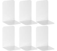 Deefongo Serre-livres, en métal, durables, avec patins en caoutchouc antidérapant, blanc, 20 cm x 14 cm, 6