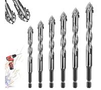 deegbbyi 6 Pièces Forets Excentriques Dentelés, Forets Excentriques Haute Résistance, Foret À Maçonnerie Multifonctionnel, Foret Excentrique Quatre Cannelures Dents Scie, pour Bois, Marbre, Métal