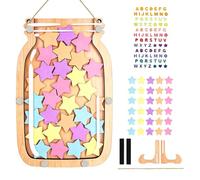 deegbbyi Bocal de Récompense Système de Récompense avec 30 Étoiles | 13X20cm Pot de Récompense Magnétique avec Support et Autocollants Alphabet pour Une Utilisation à La Maison et à l'école