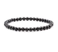 deegbbyi Bracelet Pierres Naturelles, Bracelet Obsidienne Noire Pierre, Cadeau pour Femme, Bracelets Femme Pierre Naturelle Fait Main de 4 mm, pour Mamie Maman Sœur Amie Collègues